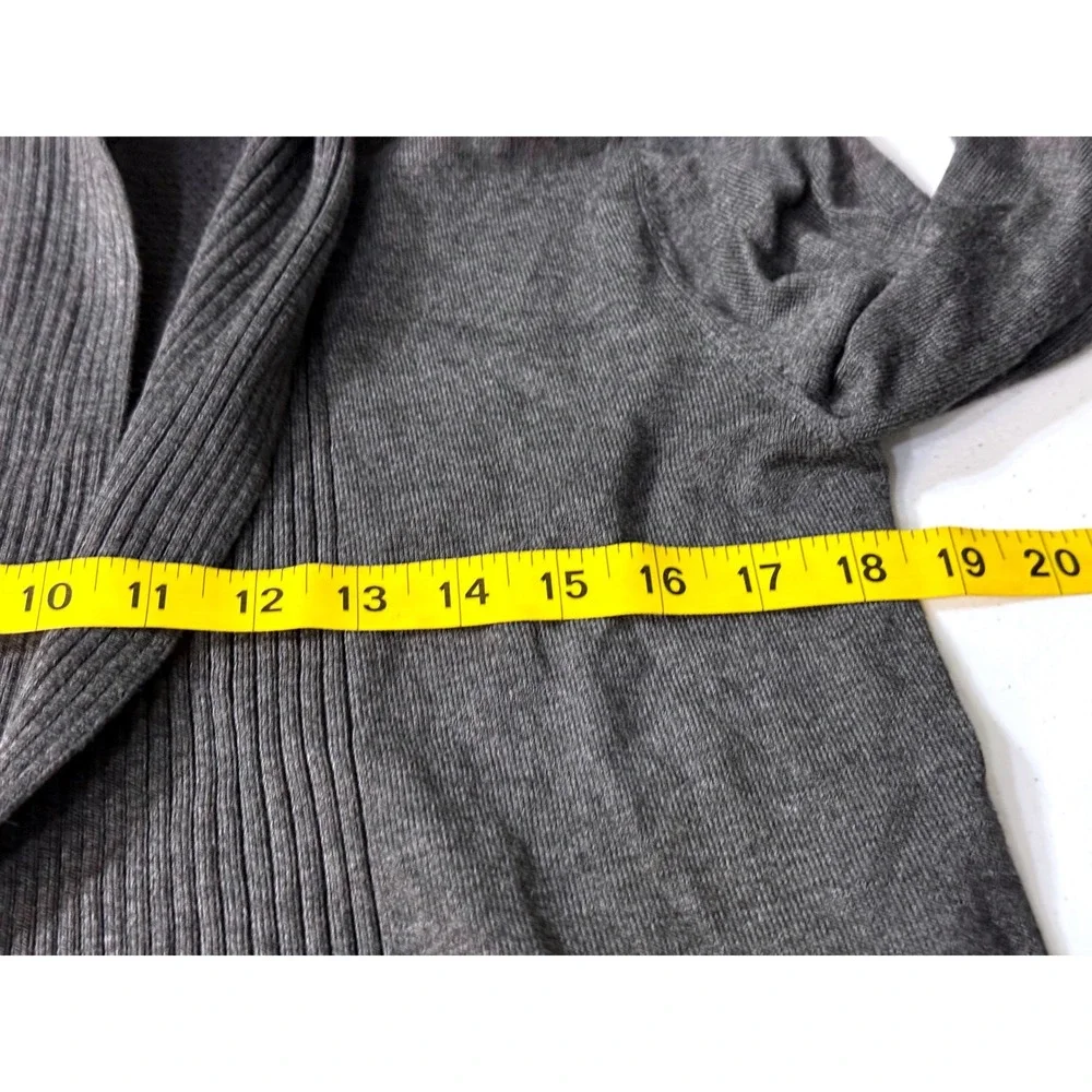 Hayden Park Womens Small Charcoal Gray Hooded Open Front Cardigan Pointelle Back